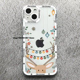 Cartoon Christmas & New Year Cute Elk Santa Phone Case For iPhone 15 14 13 12 Series