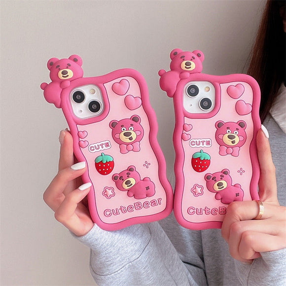 Cartoon 3D Lotso Soft Case for iPhone 14 13 12 series