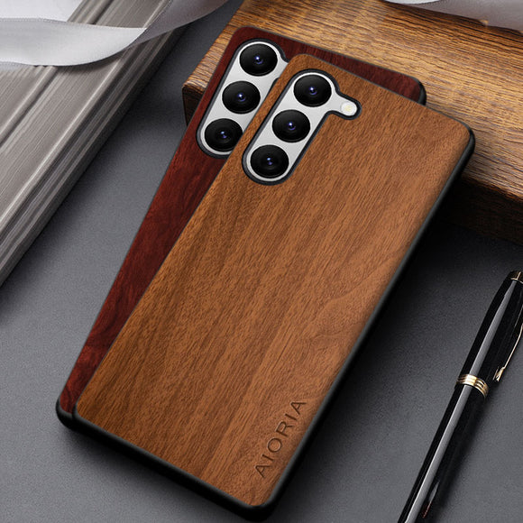 Unique Design Lightweight Wood Pattern PU Leather Case For Samsung Galaxy S23 series