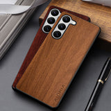 Unique Design Lightweight Wood Pattern PU Leather Case For Samsung Galaxy S23 series