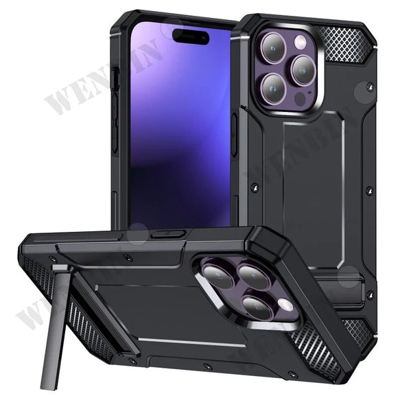 Military Grade Protective Durable Slim TPU Case With Fold Bracket For iPhone 15 14 13 12 series
