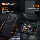 Full-Body Rugged Armor Anti-Drop Airbag Case with Stand Slide Camera Cover For Samsung Galaxy S24 Ultra