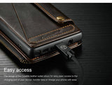 Leather wallet case For Galaxy Note 9 8 S9 Plus with Zipper slots & Cards