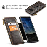 Leather wallet case For Galaxy Note 9 8 S9 Plus with Zipper slots & Cards