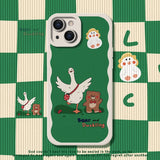 Cute Duck Color Square Block Pastel Case For iPhone 14 13 12 series