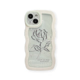 Transparent Floral Rose Soft Case With Beads Lanyard For iPhone 14 13 12 series