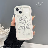 Transparent Floral Rose Soft Case With Beads Lanyard For iPhone 14 13 12 series