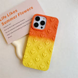 Color Contrast 3D Love Heart Skin Feel Gradient Shockproof Silicone Soft Case for iPhone 14 13 12 series