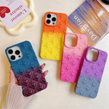 Color Contrast 3D Love Heart Skin Feel Gradient Shockproof Silicone Soft Case for iPhone 14 13 12 series