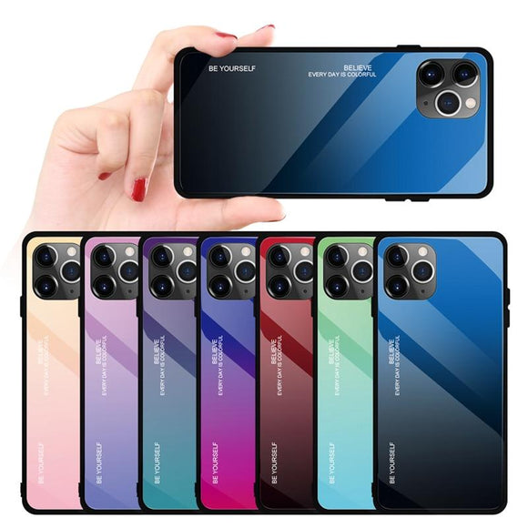 Colorful Protective Glass Case for iPhone 11 Pro Max