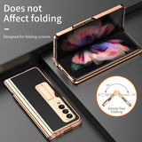 Tempered Glass Kickstand Leather Case For Samsung Z Fold 3