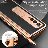 Tempered Glass Kickstand Leather Case For Samsung Z Fold 3