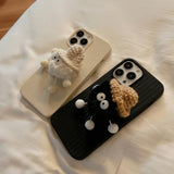 Couple Autumn Winter Plush Doll Case For iPhone 14 13 12 series