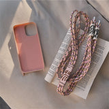 Crossbody Lanyard Necklace Liquid Silicone Case For iPhone 14 13 12 Series