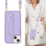 Crossbody Lanyard Wristband Leather Wallet Case for iPhone 14 13 12 series