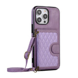 Crossbody Wallet Lanyard Strap Leather Case for iPhone 14 13 12 series