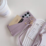 Crossbody Long Lanyard Card Holder Wallet Phone Case with Wrist Strap For Samsung Galaxy S23 S22 Ultra Plus