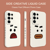 Cute Sad Face Liquid Silicone Case For Samsung Galaxy S23 S22 S21 series