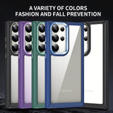 Crystal Clear Transparent Hard PC Soft TPU Shockproof Case With Metal Lens Protection For Samsung Galaxy S23 Ultra