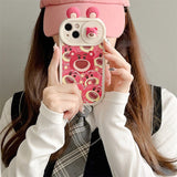 Cue Pink Bear Cartoon Cases With Wake Me For Food Slogan For iPhone 14 13 12 series