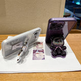 Cute 3D Bear Colored Bead Glitter Stand Holder Soft Case For iPhone 14 13 12 series