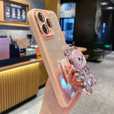 Cute 3D Bear Colored Bead Glitter Stand Holder Soft Case For iPhone 14 13 12 series