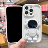 Cute 3D Astronaut Bracket Camera Protection Soft Silicone Case for iPhone 15 14 13 12 series