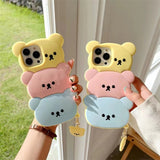 Cute Cartoon Bear Soft Silicone Case with Keychain for iPhone 14 13 12 series