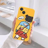 Cute Cartoon Boy Girls Couple Soft Bumper Case for iPhone 15 14 13 series