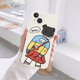 Cute Cartoon Boy Girls Couple Soft Bumper Case for iPhone 15 14 13 series