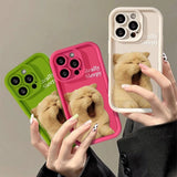 Cute Yawning Sleepy Cat Camera Lens Protector Silicone Case For iPhone 15 14 13 12 series