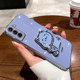Cute Fold Fortune Cat Stand Holder Soft Case For Samsung Galaxy S23 S22 S21 series