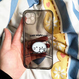 Cute Minimal Cat Dog Cartoon Transparent Soft Case For iPhone 14 13 12 series
