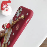 Cute Santa Claus Phone Case with Bracelet Holder Back Cover for IPhone 11 Pro MAX X XS XR XS MAX
