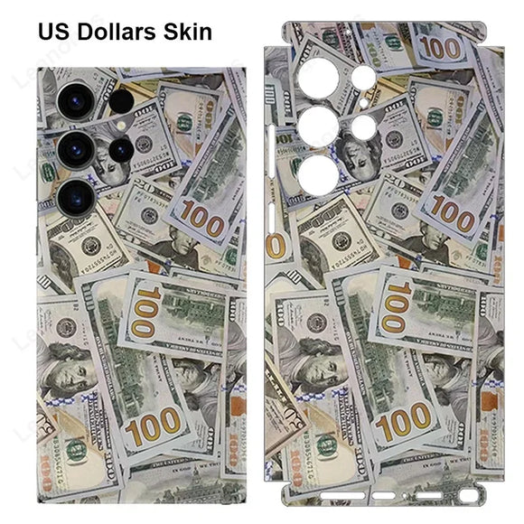 Dollars Decal Skin Back Protector Film Cover Money Design 3M Wrap Matte Stickers for Samsung Galaxy S23 S22 Ultra Plus
