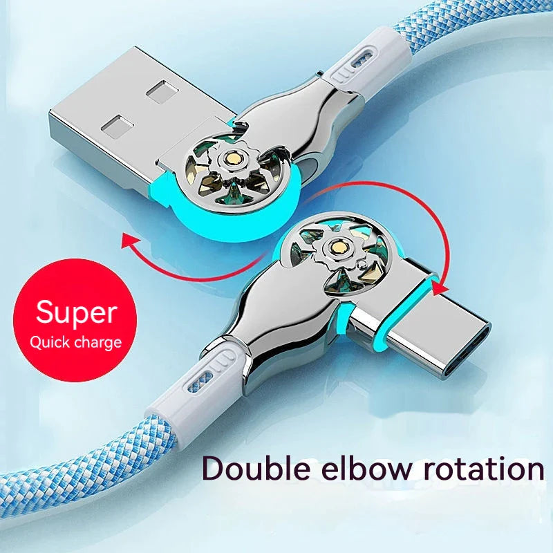 Rotating Cable Base Dual-Head Rotating Cable Fast Charging Micro Type C Data Cable – Bestie ...
