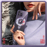 Electroplating Frame Dragon Phoenix Magsafe Wireless Charger Case For iPhone 14 series