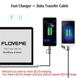 USB Type C Fast Charging 2 in 1 Cable For Samsung S9 S8 S7 Note 8
