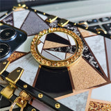 Fashion Glitter Diamond Square Lanyard Geometric Splicing Case for iPhone 14 13 12 series