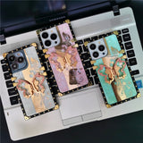 Mirror 3D Butterfly Flower Plating Soft Square Case For iPhone 14 13 12 series