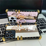 Mirror 3D Butterfly Flower Plating Soft Square Case For iPhone 14 13 12 series