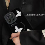 White Butterfly Shockproof Soft Case For iPhone 14 13 12 series