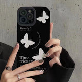 White Butterfly Shockproof Soft Case For iPhone 14 13 12 series