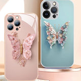 Fairy Butterfly Pattern Glass Lady Case for iPhone 15 14 13 12 series