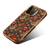 Floral Texture Luxury Wooden Lens Protection Shockproof Case For iPhone 15 14 13 12 series