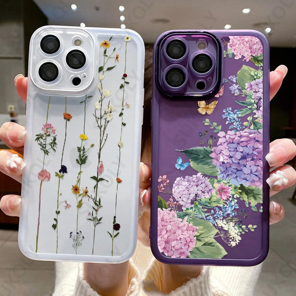 Flower Lens Camera Protection Shockproof Soft Silicone Case For iPhone 15 14 13 series