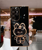 Luxury Holder Color Cute Rabbit Case For Samsung Galaxy S23 S22 Ultra Plus