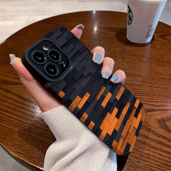 Black Orange Block Cool Futuristic Case For iPhone 14 13 12 series