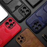 Card Slot Bracket Leather Case for iPhone 14 13 12 series