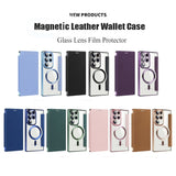 Magsafe Magnetic Wireless Charge Leather Flip Clear Case For Samsung Galaxy S23 series